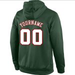 Custom Sports Hoodie with Personalized Name and Number - Green White-Red Stitched Pullover Sweatshirt Personalized Stitched