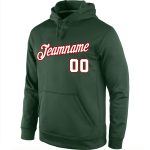 Custom Sports Hoodie with Personalized Name and Number - Green White-Red Stitched Pullover Sweatshirt Personalized Stitched