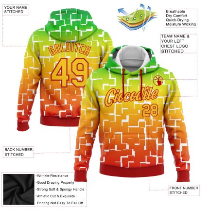 Personalized Black History Month Hoodie 3D Pattern Stitched Design in Green Yellow-Red Pullover Sweatshirt Personalized Stitched