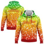 Personalized Black History Month Hoodie 3D Pattern Stitched Design in Green Yellow-Red Pullover Sweatshirt Personalized Stitched