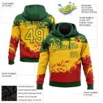 Custom Black History Month Hoodie with 3D Pattern, Personalized Name & Number, Green Yellow-Red Pullover Sweatshirt Personalized