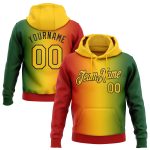 Custom Name Number Gradient 3D Pattern Sports Pullover Hoodie Black History Month Stitched Green Yellow Red-Black Design