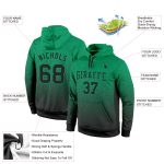 Custom Name and Number Personalized Hoodie - Kelly Green Black Fade Fashion Sports Pullover Sweatshirt Personalized Stitched