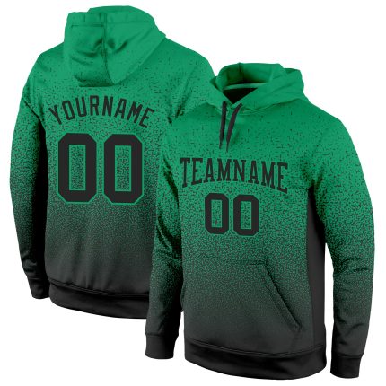 Custom Name and Number Personalized Hoodie - Kelly Green Black Fade Fashion Sports Pullover Sweatshirt Personalized Stitched