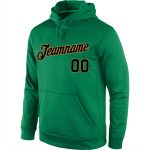 Custom Team Hoodie with Personalized Name and Number in Kelly Green, Black, and Old Gold - Sports Pullover Sweatshirt Personalized