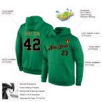 Custom Team Hoodie with Personalized Name and Number in Kelly Green, Black, and Old Gold - Sports Pullover Sweatshirt Personalized