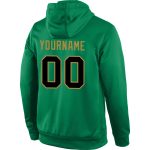 Custom Team Hoodie with Personalized Name and Number in Kelly Green, Black, and Old Gold - Sports Pullover Sweatshirt Personalized
