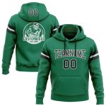Custom Team Hoodie with Name and Number - Kelly Green Stitched Football Pullover Sweatshirt in Black and White Personalized