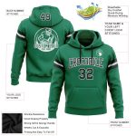 Custom Team Hoodie with Name and Number - Kelly Green Stitched Football Pullover Sweatshirt in Black and White Personalized