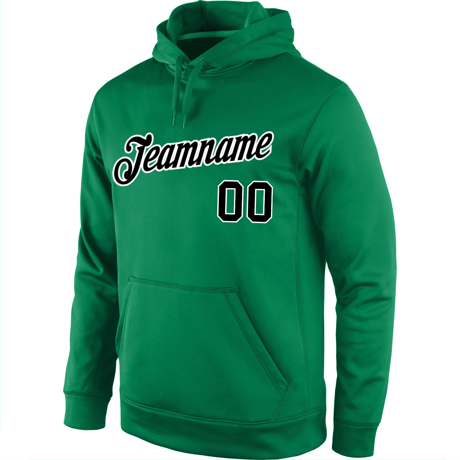 Personalized Stitched Kelly Green Black-White Sports Pullover Sweatshirt Hoodie Team Custom Name and Number Custom Name Number Sports Hoodie Black White Kelly Green Pullover Sweatshirt - Personalized Team Apparel Personalized Stitched - Image 2