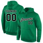 Custom Name Number Sports Hoodie Black White Kelly Green Pullover Sweatshirt - Personalized Team Apparel Personalized Stitched