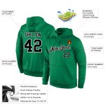 Custom Name Number Sports Hoodie Black White Kelly Green Pullover Sweatshirt - Personalized Team Apparel Personalized Stitched