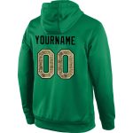 Custom Name and Number Kelly Green Camo Pullover Hoodie Sweatshirt - Personalized Sports Apparel Personalized Stitched Kelly
