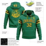 Custom Football Hoodie Stitched Personalized Name Number - Kelly Green Gold White Pullover Sweatshirt Personalized Stitched