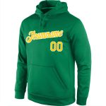Custom Team Name Number Sweatshirt Hoodie - Personalized Stitched Kelly Green Gold-White Sports Pullover Personalized Stitched