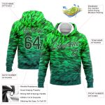 Custom Name Number Sports Hoodie Pullover Sweatshirt with 3D Pattern Gradient in Kelly Green and White Design Personalized