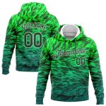 Custom Name Number Sports Hoodie Pullover Sweatshirt with 3D Pattern Gradient in Kelly Green and White Design Personalized