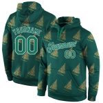 Personalized Kelly Green White Christmas 3D Hoodie Sweatshirt Pullover - Stitched Sports Style Personalized Stitched Kelly
