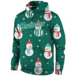 Custom Name & Number 3D Sports Hoodie - Personalized Kelly Green & White Christmas Pullover Sweatshirt Personalized Stitched