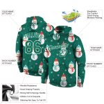 Custom Name & Number 3D Sports Hoodie - Personalized Kelly Green & White Christmas Pullover Sweatshirt Personalized Stitched