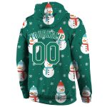 Custom Name & Number 3D Sports Hoodie - Personalized Kelly Green & White Christmas Pullover Sweatshirt Personalized Stitched