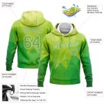 Custom 3D Pattern Sports Hoodie for Team - Personalized Warm Geometric Sweatshirt with Name & Number in Kelly Green Neon Green-White