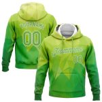 Custom 3D Pattern Sports Hoodie for Team - Personalized Warm Geometric Sweatshirt with Name & Number in Kelly Green Neon Green-White