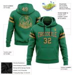 Custom Name & Number Football Hoodie Sweatshirt in Kelly Green & Old Gold-Black - Personalized Pullover Personalized Stitched