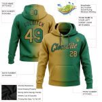 Custom Team Name Number Hoodie - Stitched Kelly Green Old Gold-Black Gradient Fashion Sports Pullover Sweatshirt Personalized
