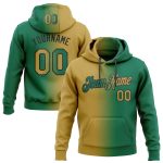 Custom Team Name Number Hoodie - Stitched Kelly Green Old Gold-Black Gradient Fashion Sports Pullover Sweatshirt Personalized