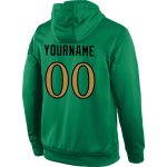 Custom Team Name Number Hoodie, Personalized Stitched Sports Pullover Sweatshirt in Kelly Green and Old Gold-Black Personalized