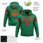 Custom Football Hoodie Sweatshirt with Stitched Team Name and Number - Kelly Green, Orange, and Black Personalized Stitched
