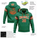 Custom Name and Number Personalized Hoodie - Kelly Green with Orange-White Football Pullover Sweatshirt Personalized Stitched