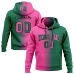 Custom Stitched Sweatshirt Hoodie for Team with Name and Number - Kelly Green Pink-Black Gradient Pullover Fashion Personalized