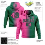 Custom Stitched Sweatshirt Hoodie for Team with Name and Number - Kelly Green Pink-Black Gradient Pullover Fashion Personalized