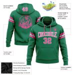 Custom Name Number Football Hoodie Sweatshirt Kelly Green Pink-White Stitched Pullover Personalized Stitched Kelly Green