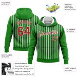 Custom Team Sports Hoodie with 3D Pattern Design - Personalized Stitched Sweatshirt in Kelly Green with Custom Name & Number