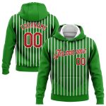 Custom Team Sports Hoodie with 3D Pattern Design - Personalized Stitched Sweatshirt in Kelly Green with Custom Name & Number