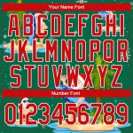 Custom Name Number 3D Tropical Christmas Surfing Santas Hoodie Pullover Sweatshirt Red-White Kelly Green Sports Personalized