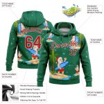 Custom Name Number 3D Tropical Christmas Surfing Santas Hoodie Pullover Sweatshirt Red-White Kelly Green Sports Personalized