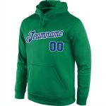 Custom Team Name Number Hoodie Sweatshirt - Personalized Kelly Green Royal-White Pullover Sports Apparel Personalized Stitched