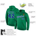 Custom Team Name Number Hoodie Sweatshirt - Personalized Kelly Green Royal-White Pullover Sports Apparel Personalized Stitched