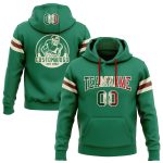 Custom Name Number Vintage Mexican Flag Hoodie Stitched Kelly Green Cream-Red Football Pullover Sweatshirt Personalized Stitched