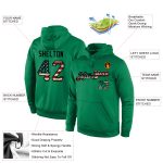 Custom Vintage USA Flag Sports Hoodie Sweatshirt - Personalized Kelly Green Pullover with Name and Number Personalized Stitched