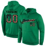 Custom Vintage USA Flag Sports Hoodie Sweatshirt - Personalized Kelly Green Pullover with Name and Number Personalized Stitched