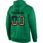 Custom Vintage USA Flag Sports Hoodie Sweatshirt - Personalized Kelly Green Pullover with Name and Number Personalized Stitched