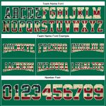 Custom Name Number Vintage USA Flag Pullover Hoodie Sweatshirt in Kelly Green with Cream-Crimson Football Design Personalized