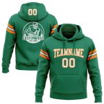 Custom Football Hoodie Sweatshirt with Name & Number - Kelly Green White-Bay Orange Pullover Personalized Stitched Kelly