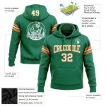 Custom Football Hoodie Sweatshirt with Name & Number - Kelly Green White-Bay Orange Pullover Personalized Stitched Kelly