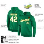 Custom Team Name Number Sports Hoodie Sweatshirt Kelly Green White Gold Personalized Stitched Pullover Personalized Stitched